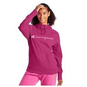Champion Women's Pink Athletics Powerblend Fleece Hoodie Size XL